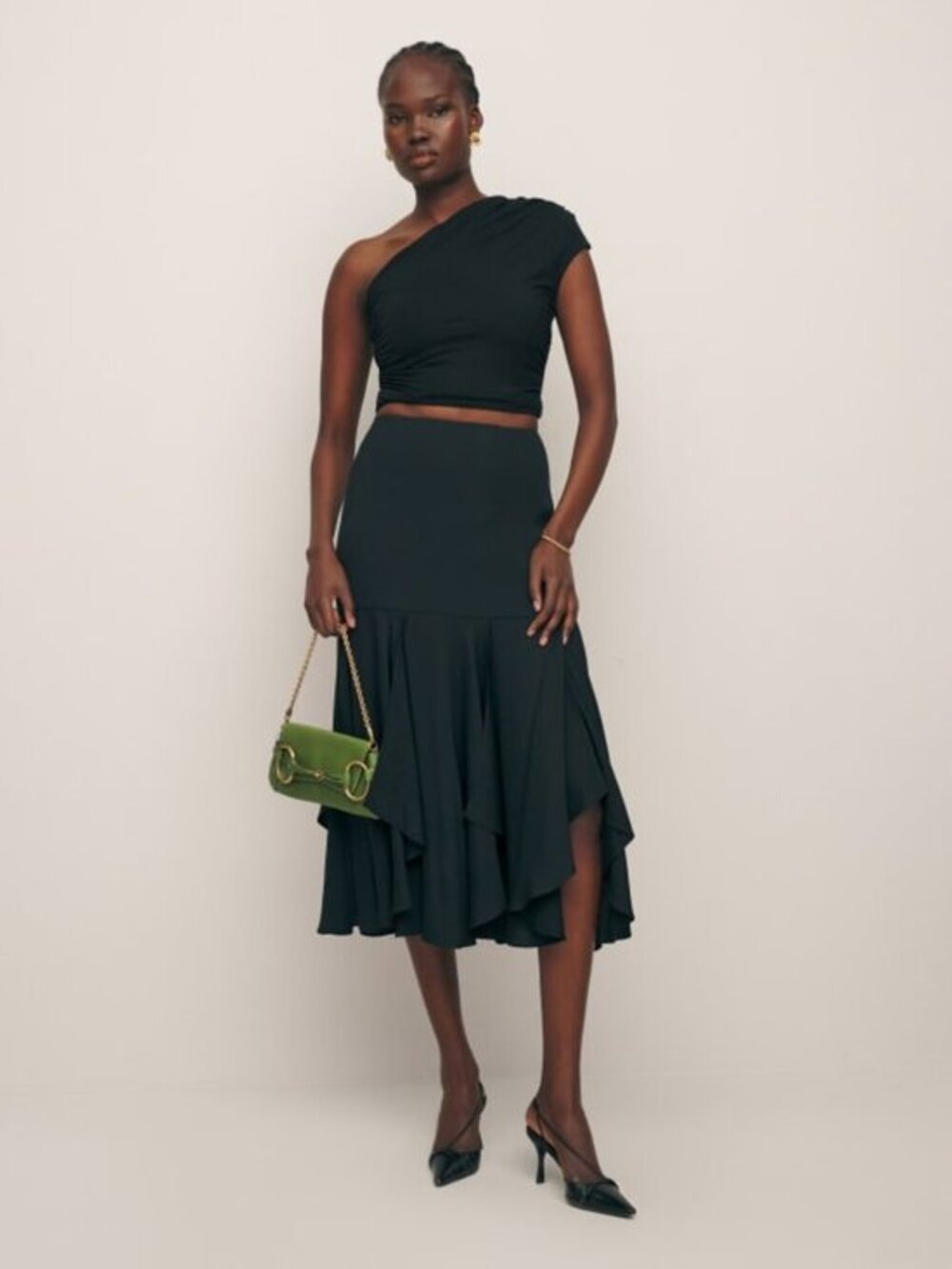 Reformation Vida Midi Skirt 10 Black
